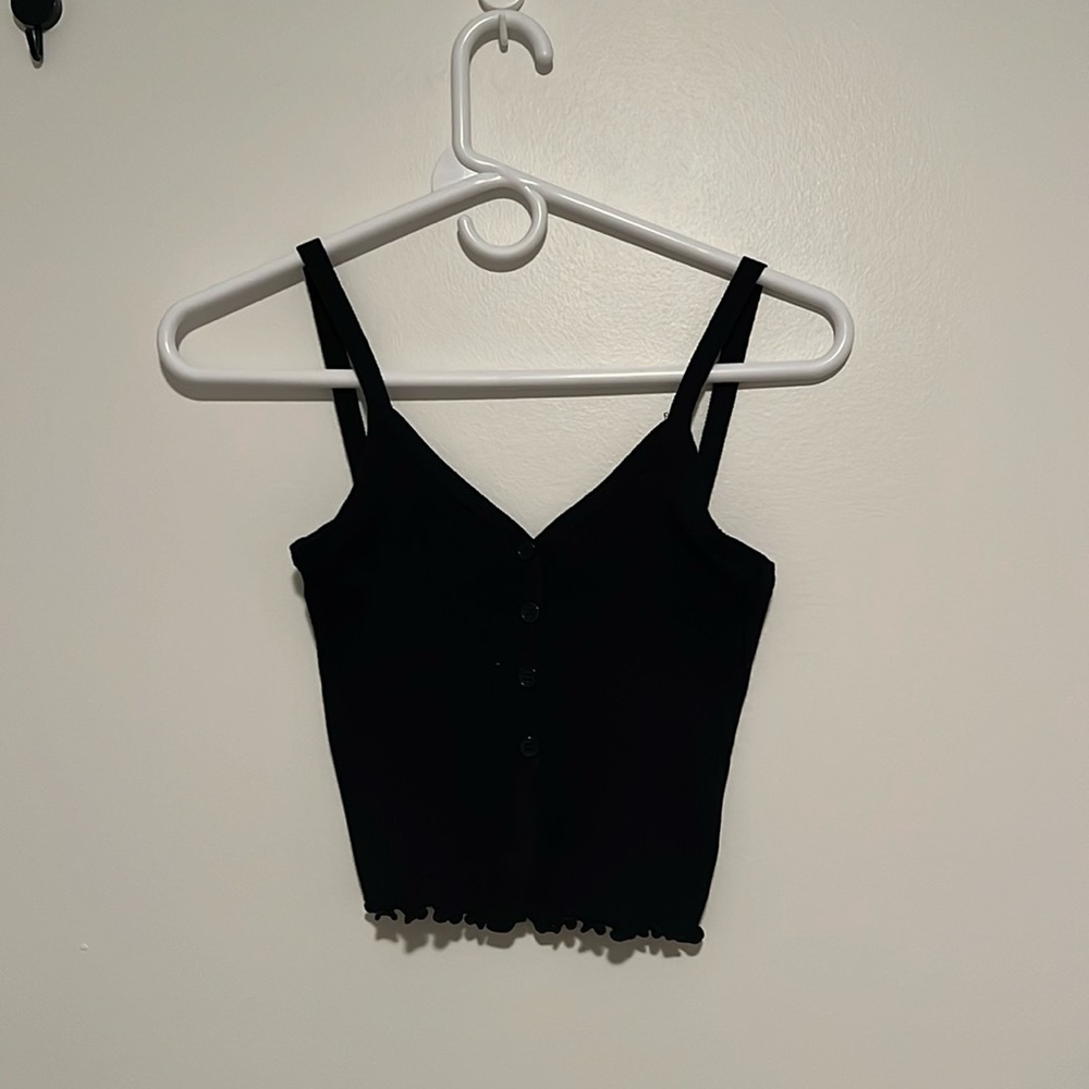 Black Bottom Ruffle Tank Top